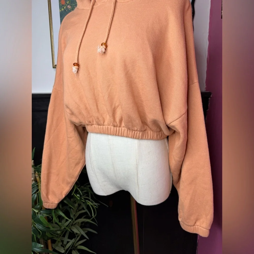 DONNI. Women’s Vintage Fleece Gem Cropped Hoodie in Penny Sz XS